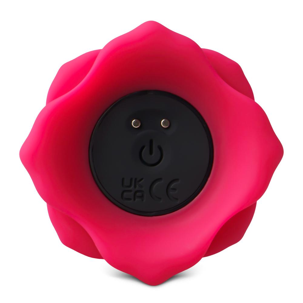 Red Vibrating Anal Plug with Remote Control - Flower-Shaped Base, 9-Speed, 10 CM Length