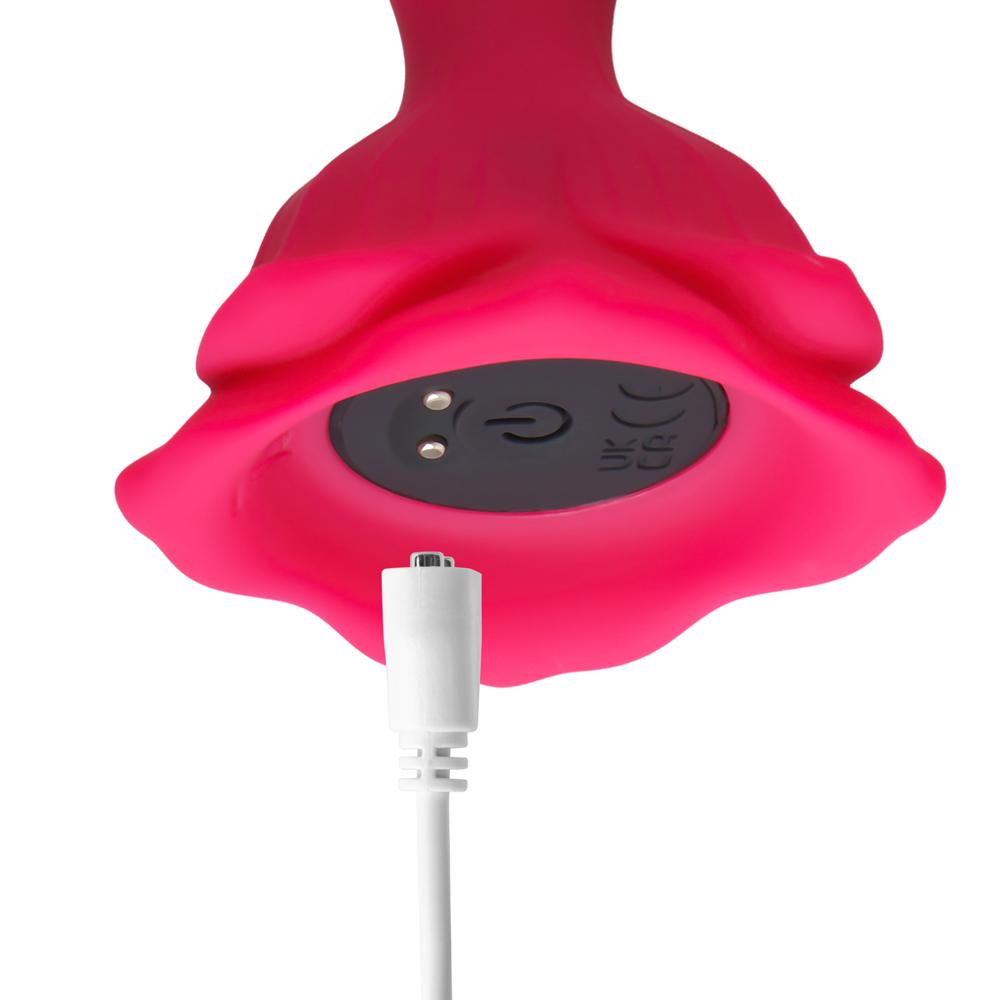 Red Vibrating Anal Plug with Remote Control - Flower-Shaped Base, 9-Speed, 10 CM Length