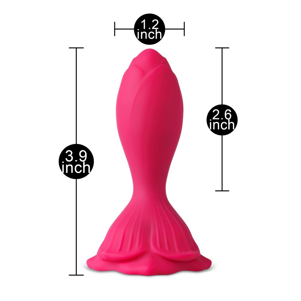 Red Vibrating Anal Plug with Remote Control - Flower-Shaped Base, 9-Speed, 10 CM Length