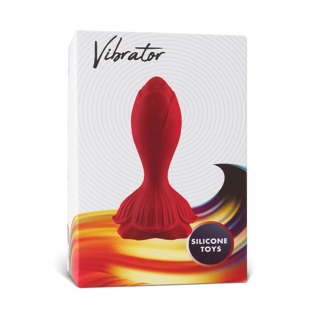 Red Vibrating Anal Plug with Remote Control - Flower-Shaped Base, 9-Speed, 10 CM Length