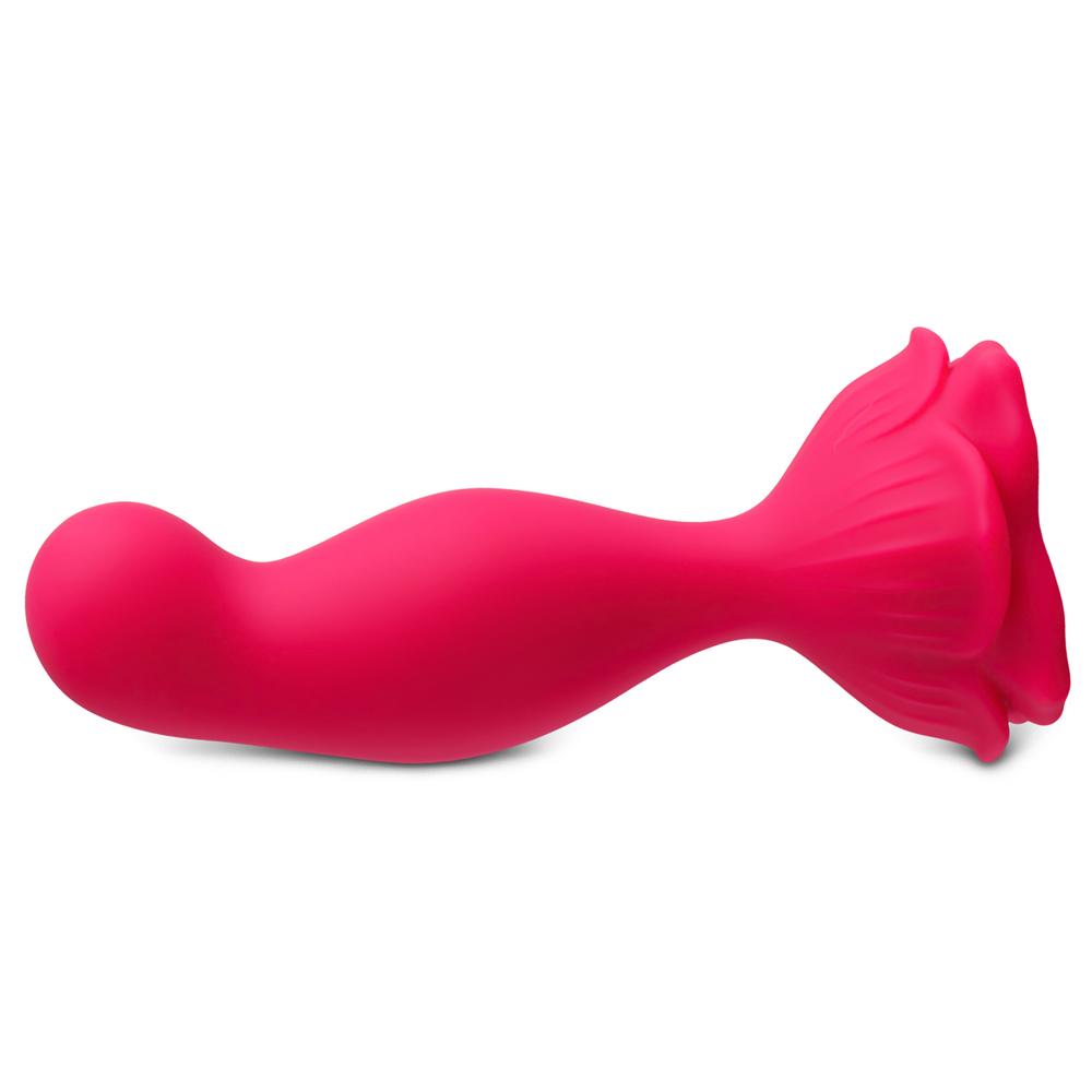 Red Vibrating Anal Vibrator with Remote Control - Flower-Shaped Base, 9-Speed, 12 CM Length