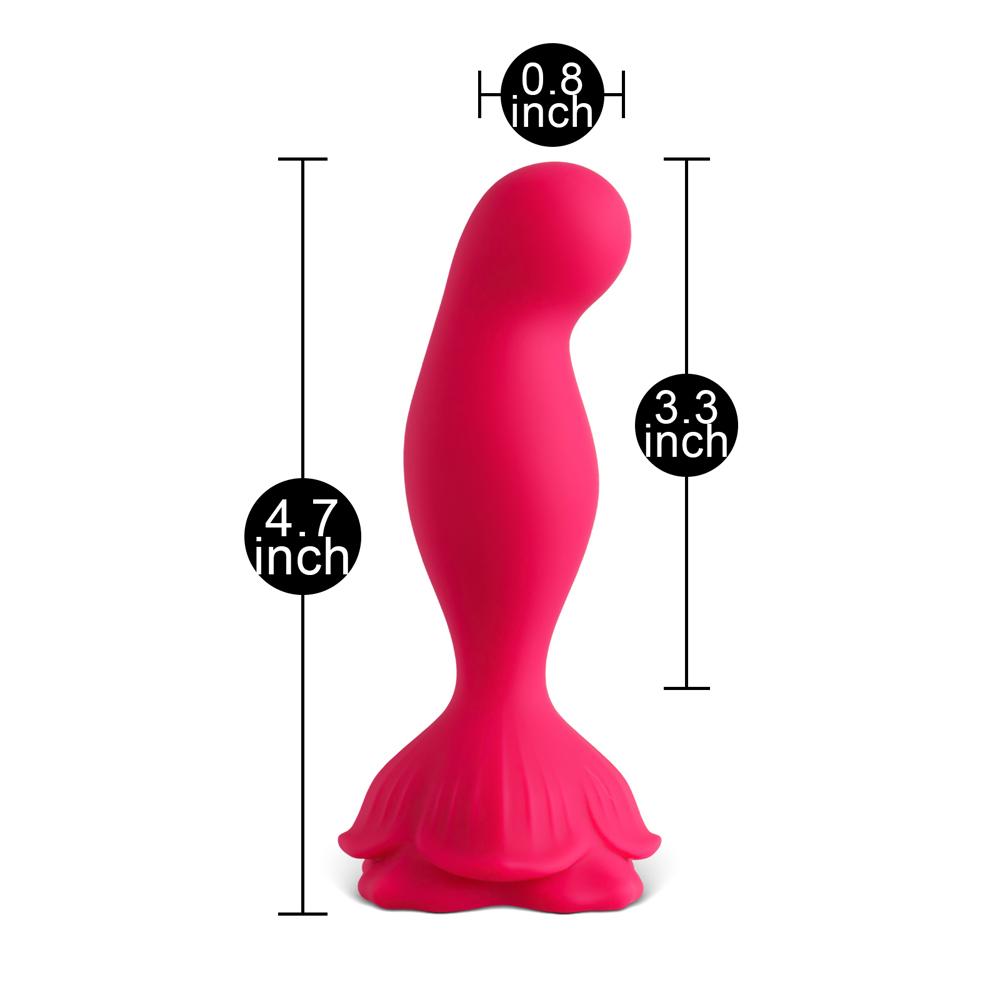 Red Vibrating Anal Vibrator with Remote Control - Flower-Shaped Base, 9-Speed, 12 CM Length