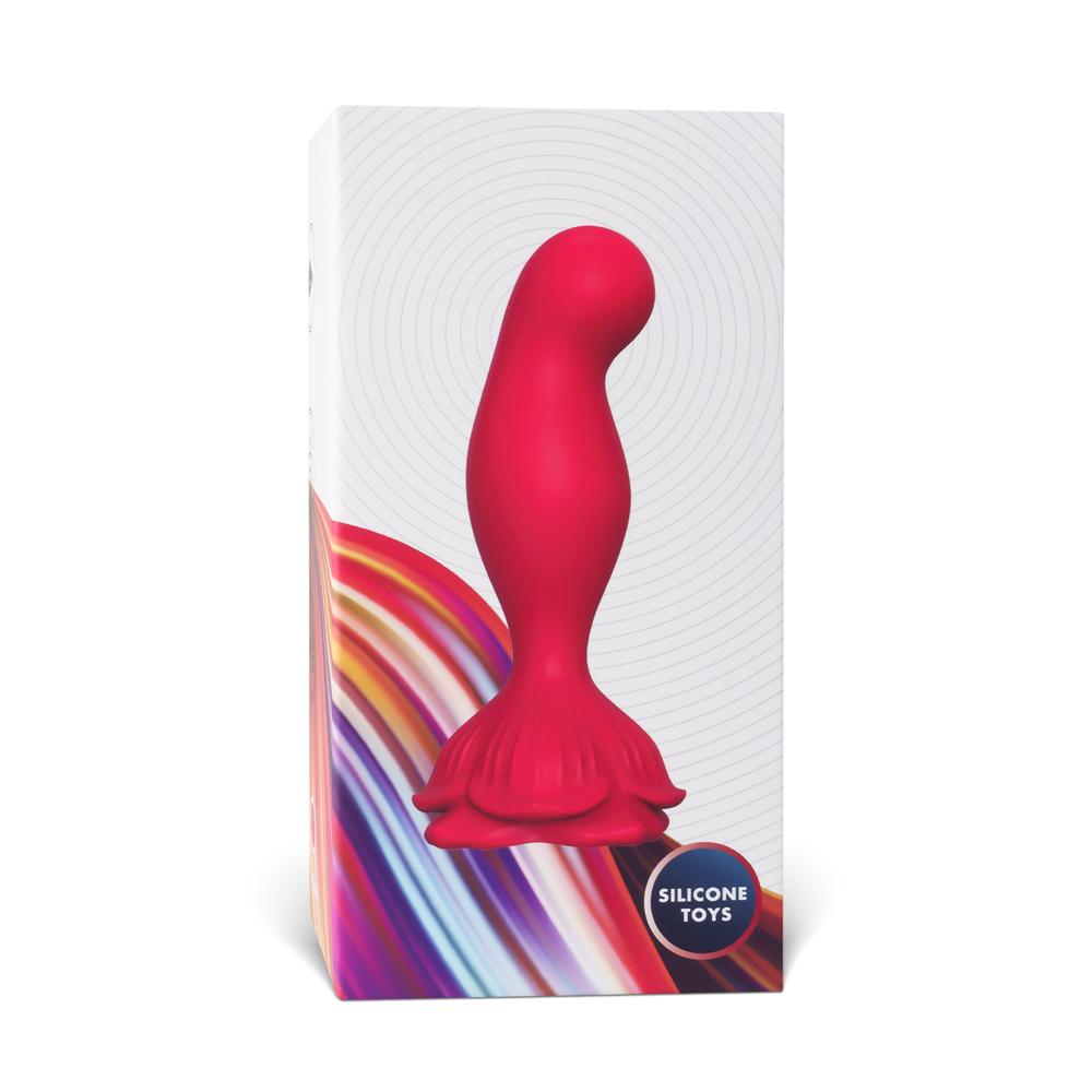 Red Vibrating Anal Vibrator with Remote Control - Flower-Shaped Base, 9-Speed, 12 CM Length