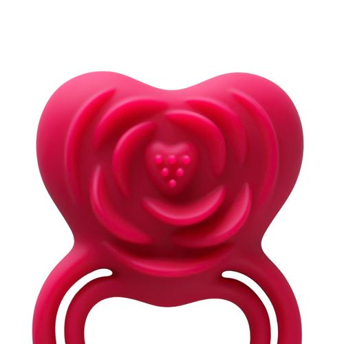 Red Vibrating Cock Ring - Rose Shape, 9-Speed, Rechargeable and Waterproof