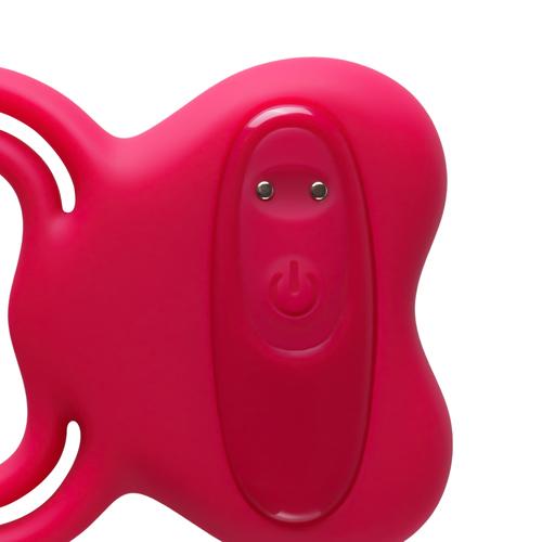 Red Vibrating Cock Ring - Rose Shape, 9-Speed, Rechargeable and Waterproof