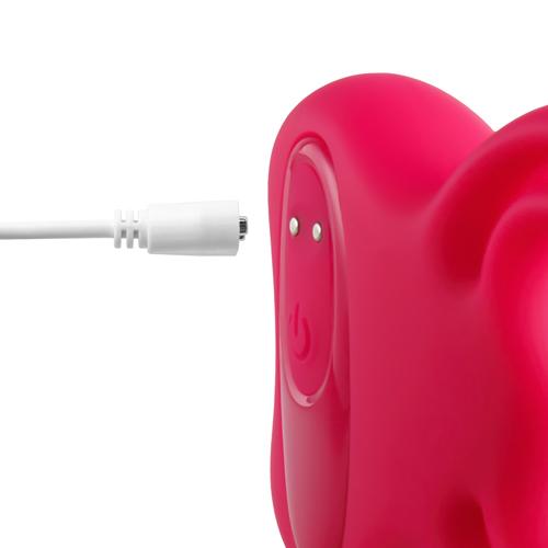 Red Vibrating Cock Ring - Rose Shape, 9-Speed, Rechargeable and Waterproof