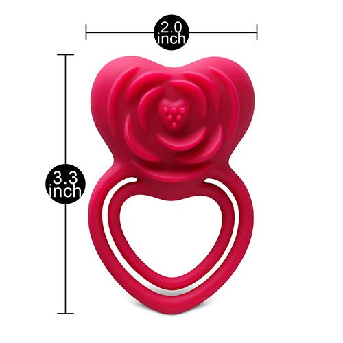 Red Vibrating Cock Ring - Rose Shape, 9-Speed, Rechargeable and Waterproof