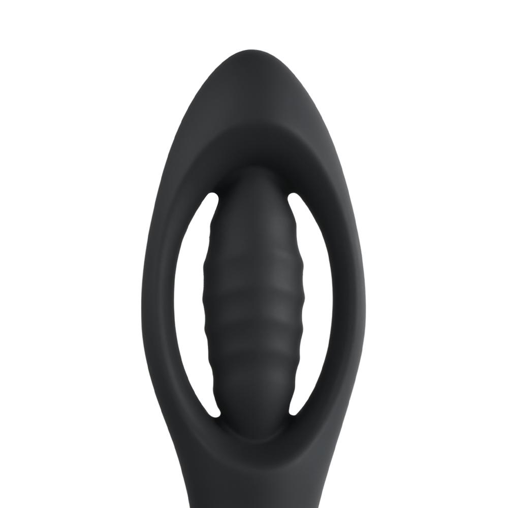 Remote Control 10-Speed Black Vibrating Anal Plug with Cock Ring