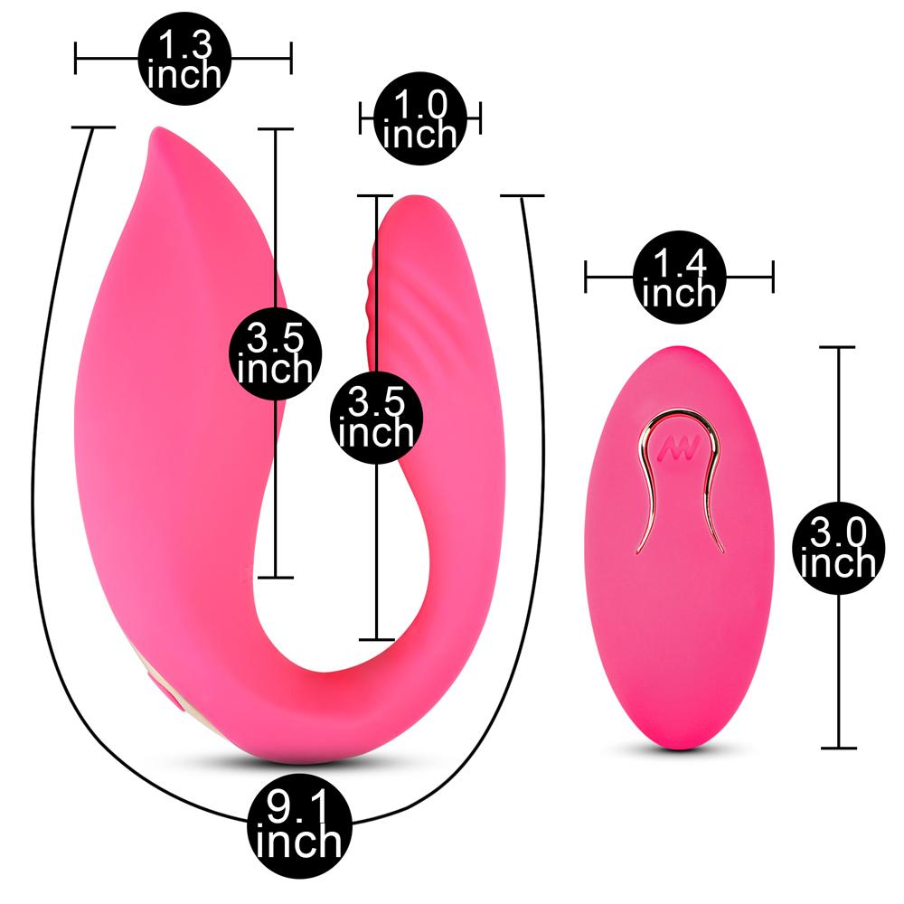 Remote Control 10-Speed Pink Color Rechargeable Silicone Vibrator (Dual Vibrators)