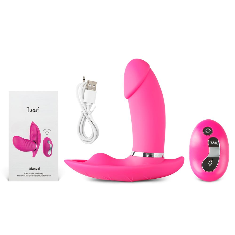 Remote Control 10-Speed Rechargeable Pink Color Silicone Butterfly with Penis Vibrator