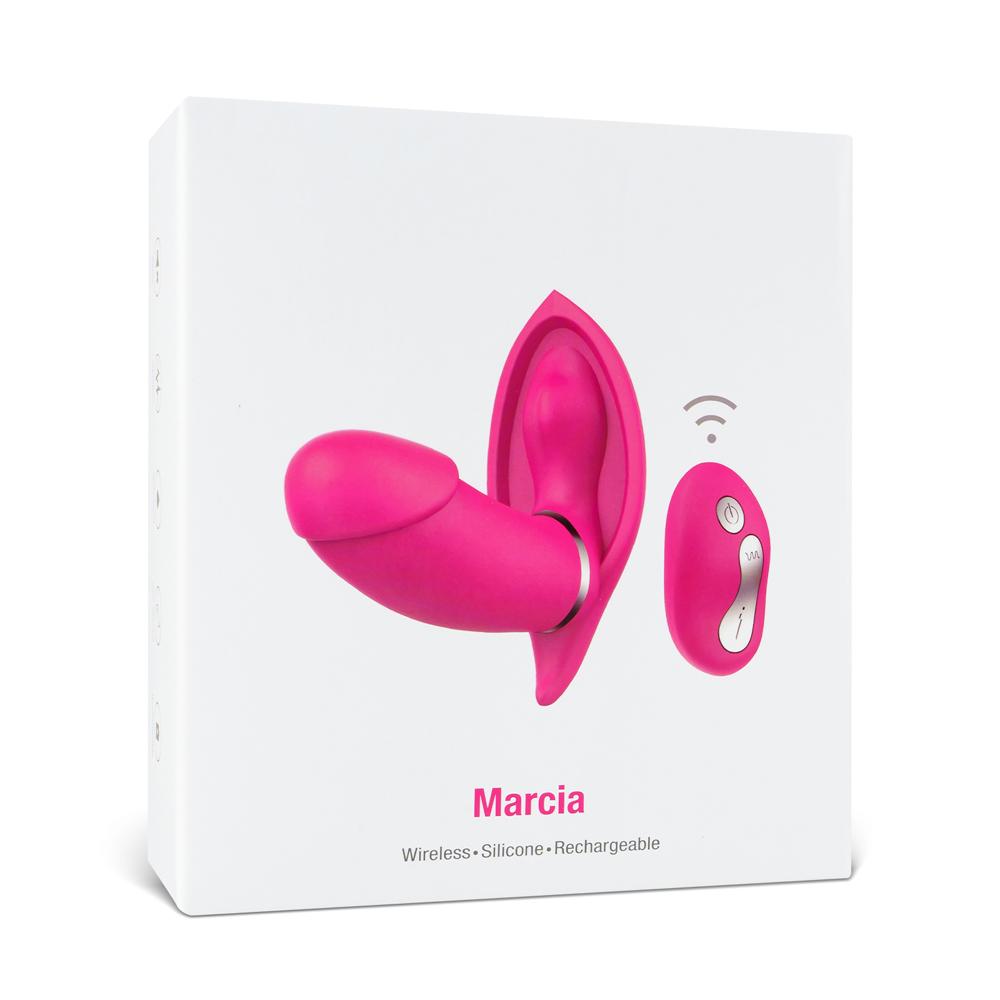 Remote Control 10-Speed Rechargeable Pink Color Silicone Butterfly with Penis Vibrator