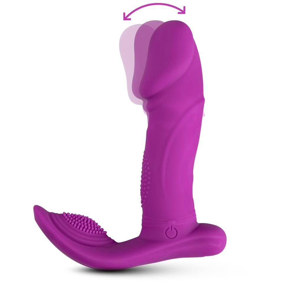 Remote Control 7-Speed Purple Rechargeable Silicone Dildo Vibrator with Wave Function