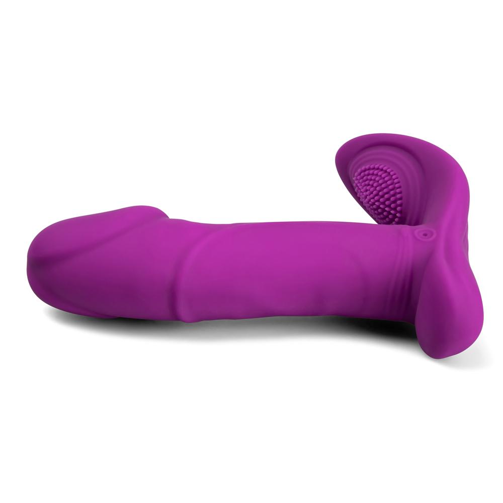 Remote Control 7-Speed Purple Rechargeable Silicone Dildo Vibrator with Wave Function