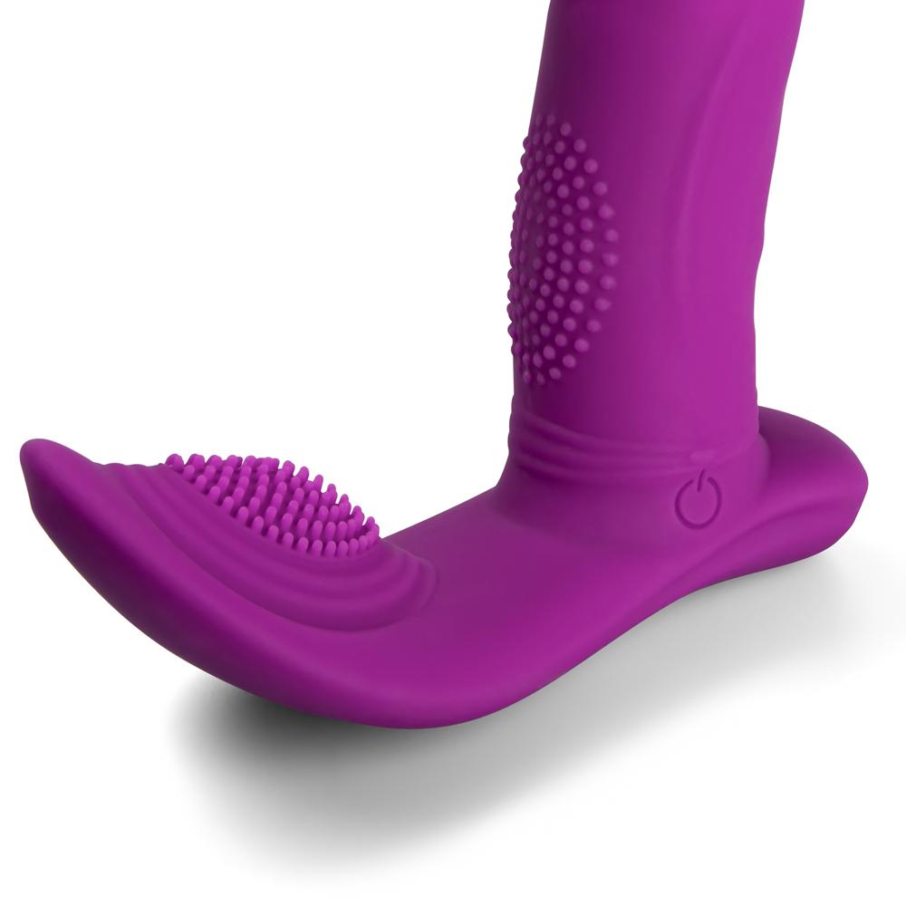 Remote Control 7-Speed Purple Rechargeable Silicone Dildo Vibrator with Wave Function