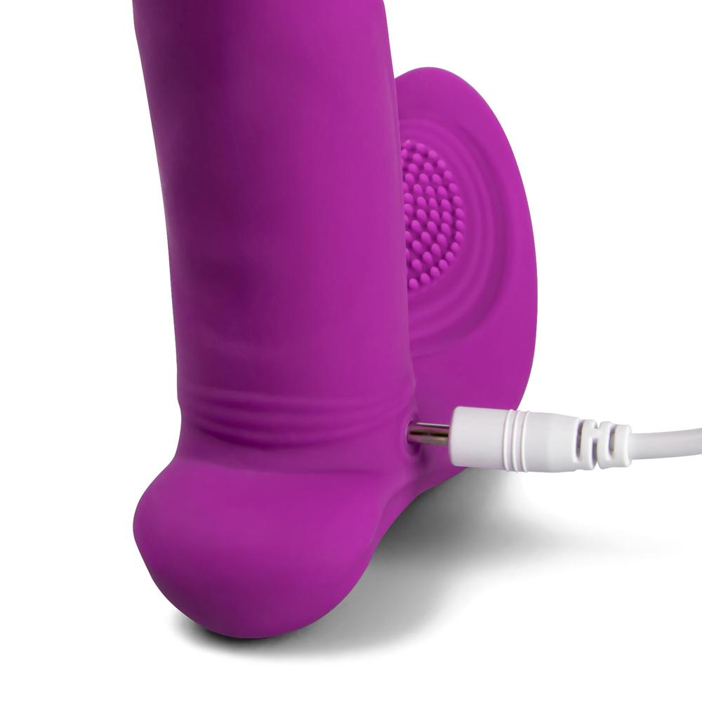 Remote Control 7-Speed Purple Rechargeable Silicone Dildo Vibrator with Wave Function