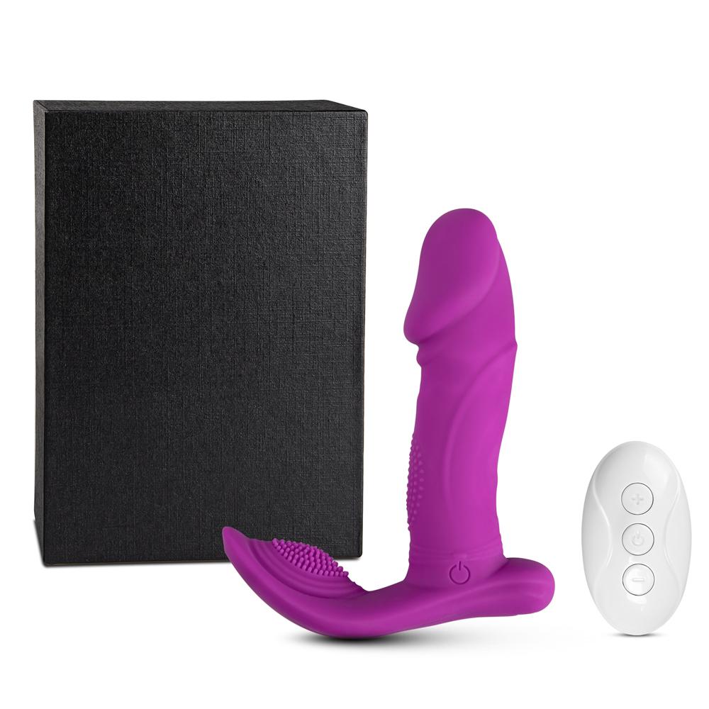 Remote Control 7-Speed Purple Rechargeable Silicone Dildo Vibrator with Wave Function