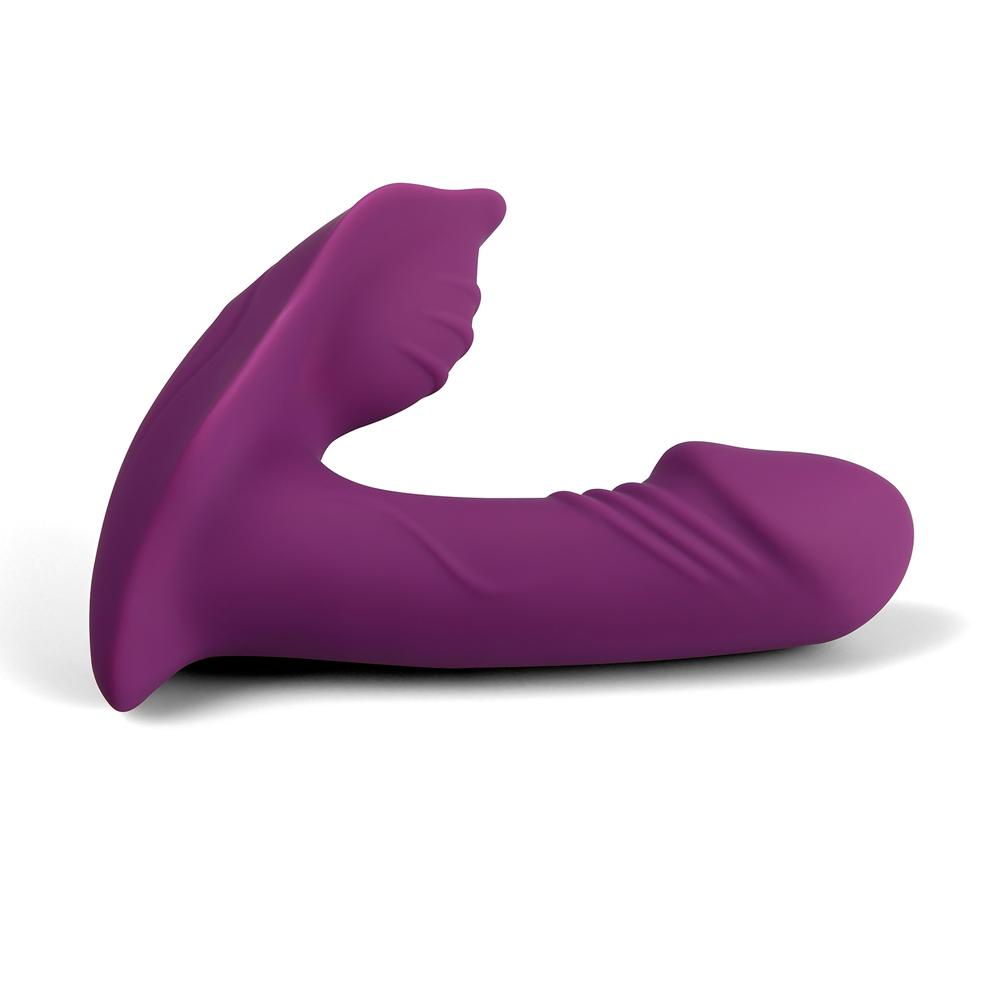 Remote Control 9-Speed Purple Color Rechargeable Silicone Dildo Vibrator