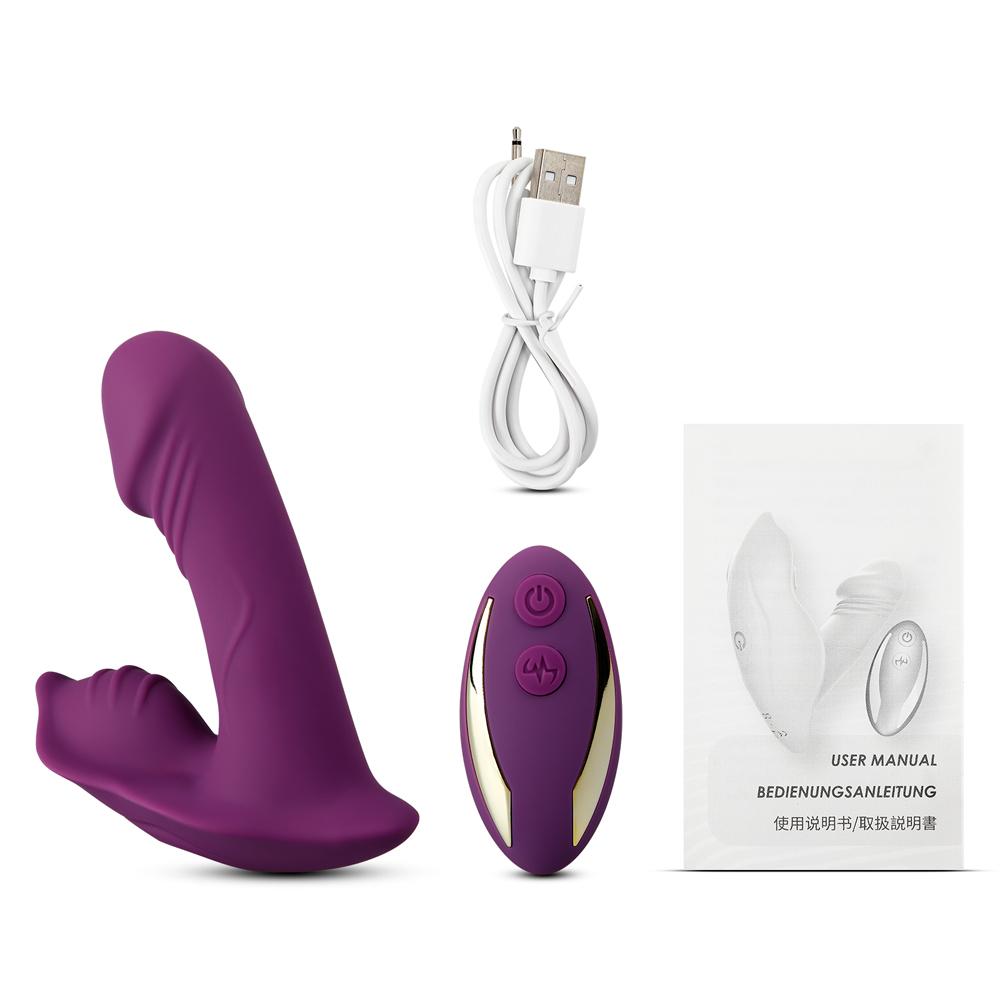 Remote Control 9-Speed Purple Color Rechargeable Silicone Dildo Vibrator