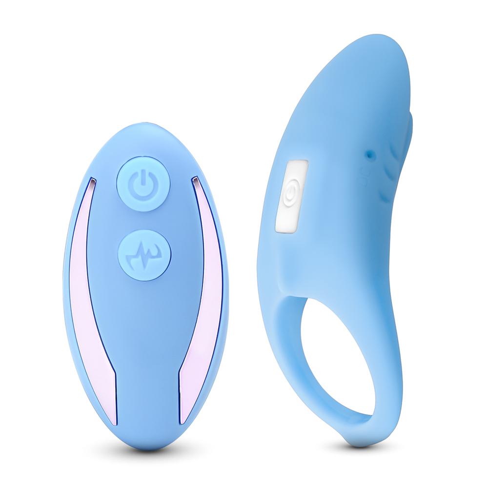 Remote Control 9 Speeds Blue Color Silicone Cock Ring