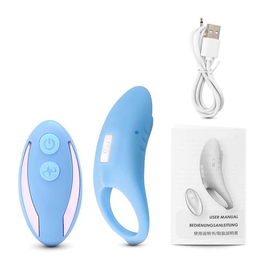 Remote Control 9 Speeds Blue Color Silicone Cock Ring