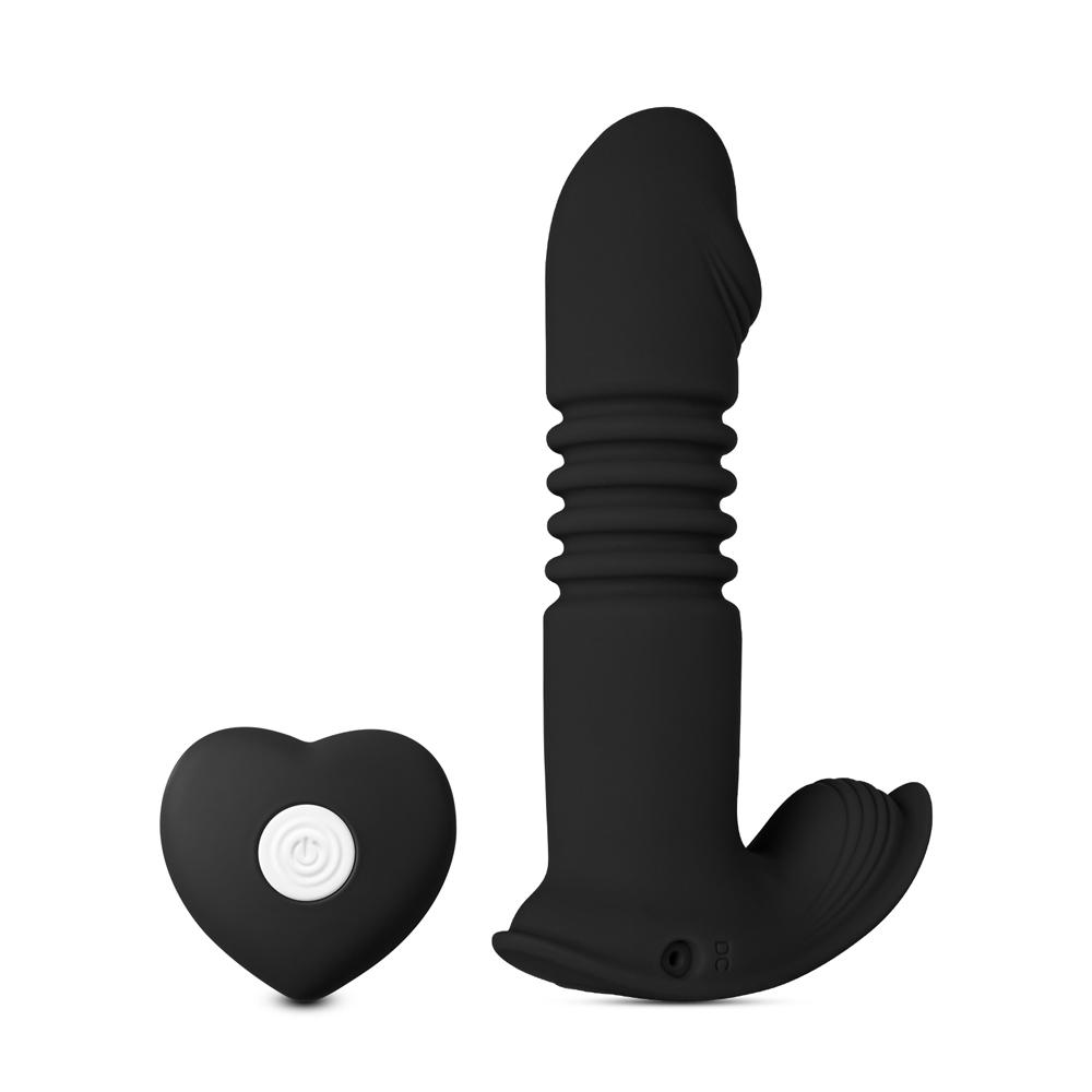 Remote Control Black Color 12-Speed Thrusting Wearable Vibrator with Heating Function