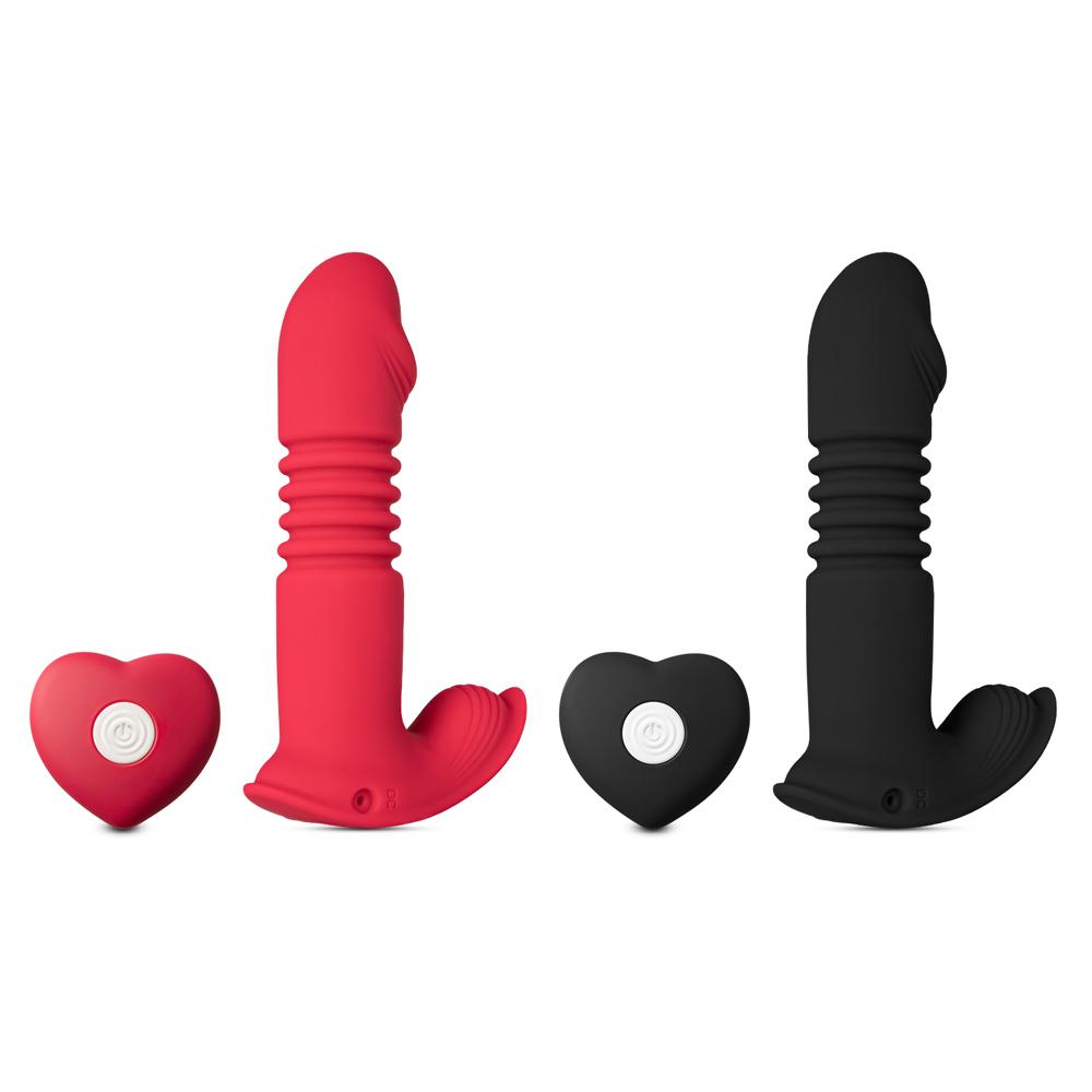 Remote Control Black Color 12-Speed Thrusting Wearable Vibrator with Heating Function