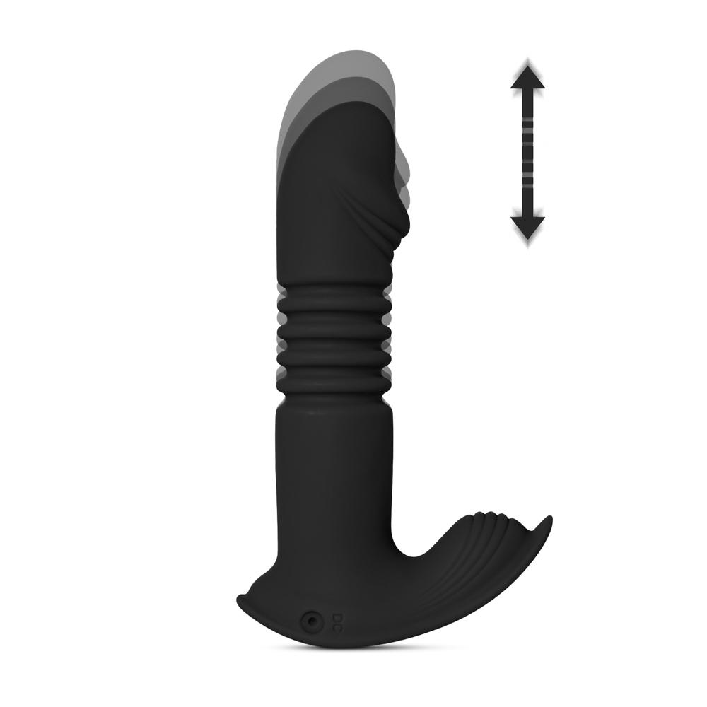 Remote Control Black Color 12-Speed Thrusting Wearable Vibrator with Heating Function