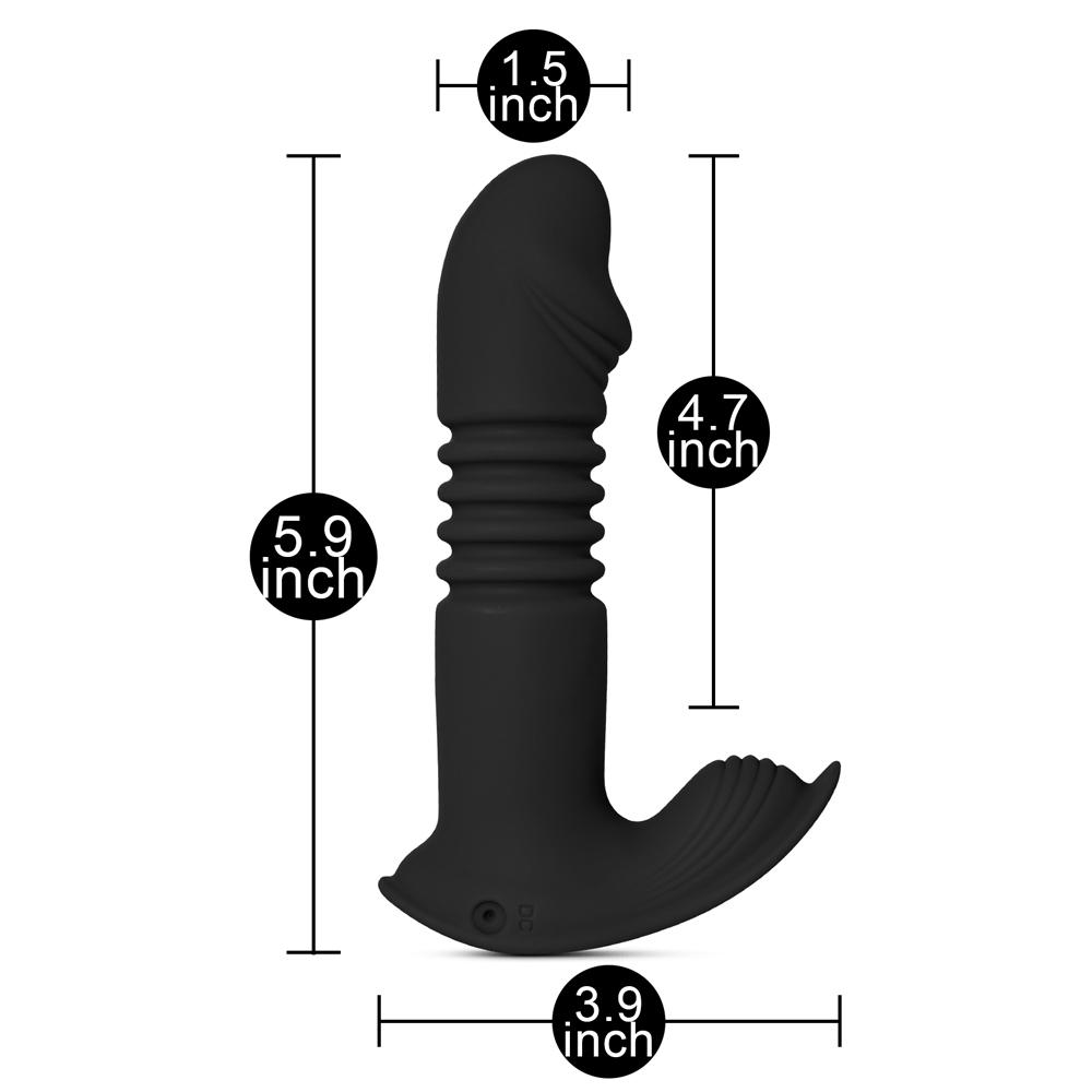 Remote Control Black Color 12-Speed Thrusting Wearable Vibrator with Heating Function