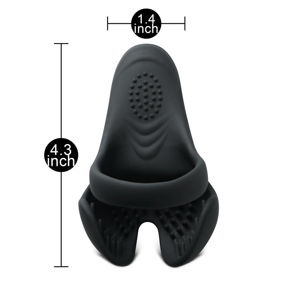 Remote Control Black Color Silicone Vibrating Cock Ring with Balls Holder