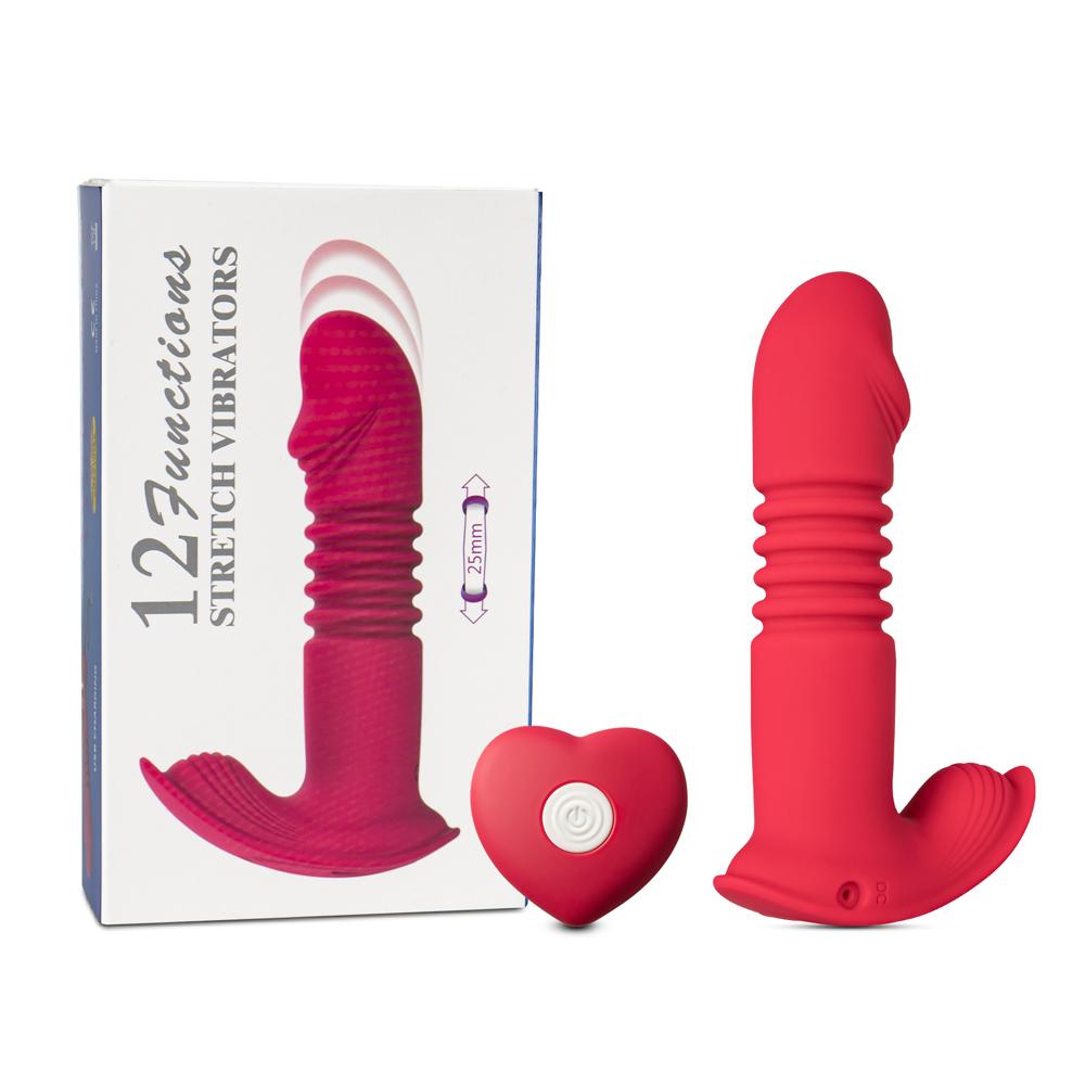 Remote Control Red Color 12-Speed Thrusting Wearable Vibrator with Heating Function