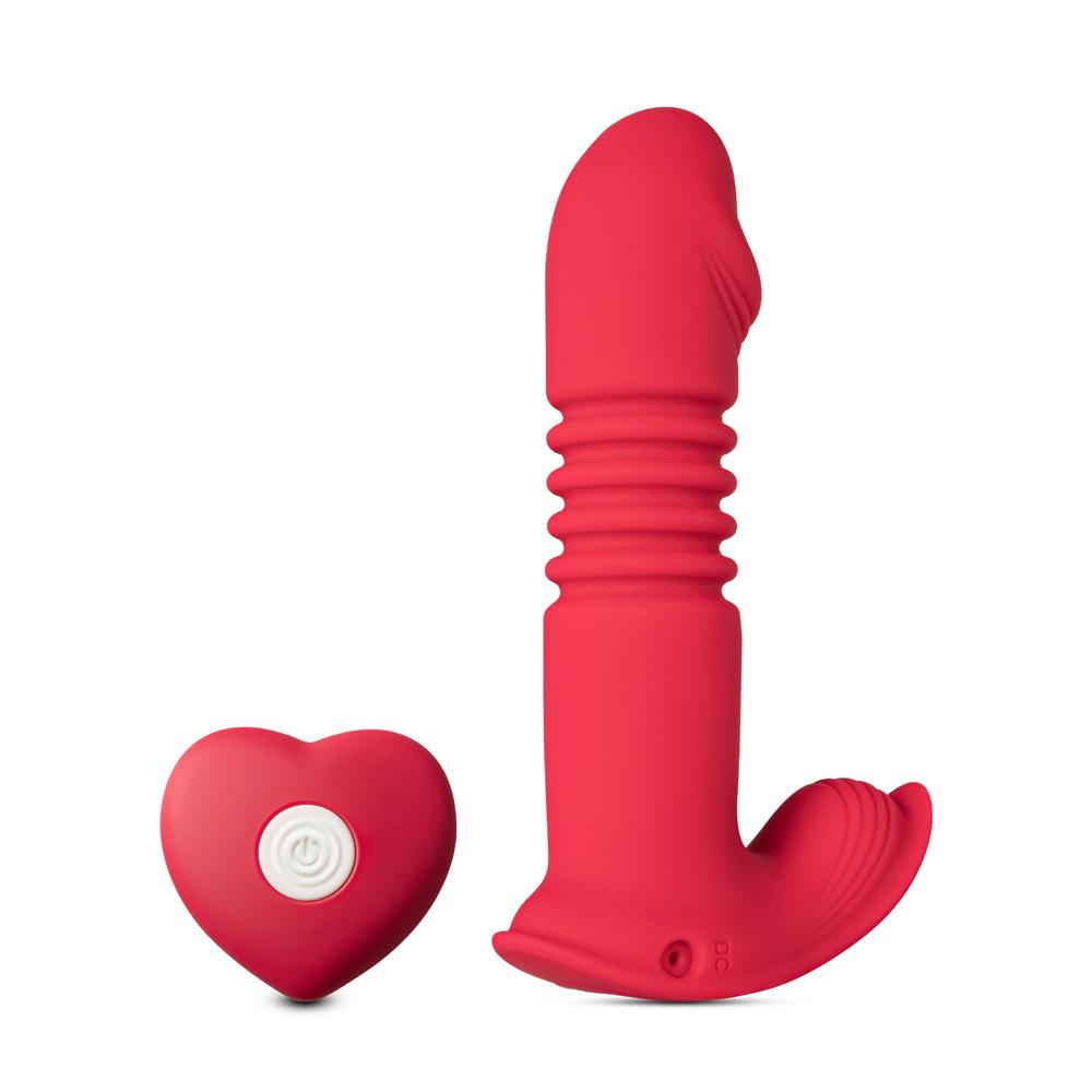 Remote Control Red Color 12-Speed Thrusting Wearable Vibrator with Heating Function