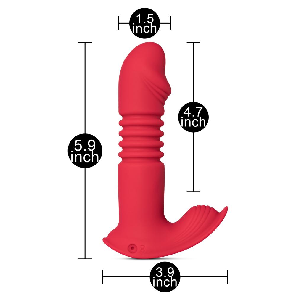 Remote Control Red Color 12-Speed Thrusting Wearable Vibrator with Heating Function