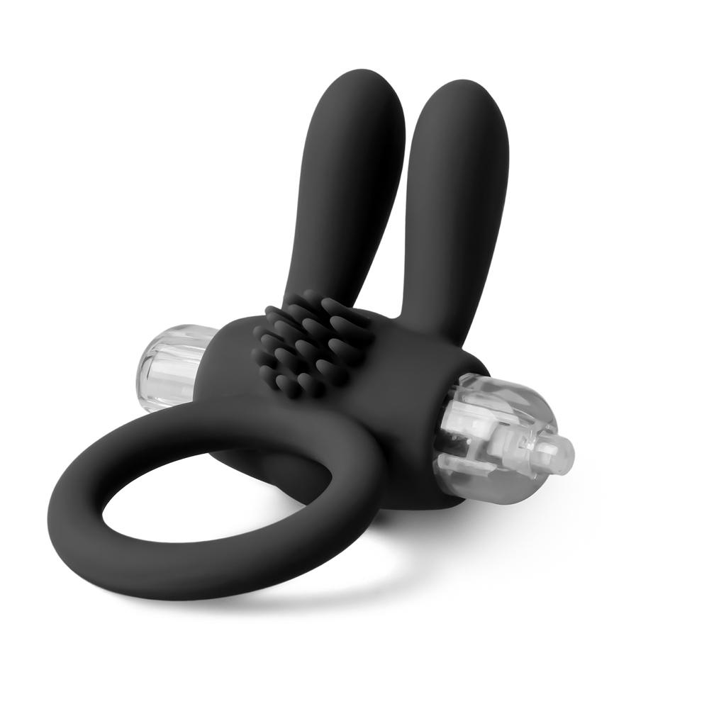 Silicone Black Rabbit Vibrating Cock Ring