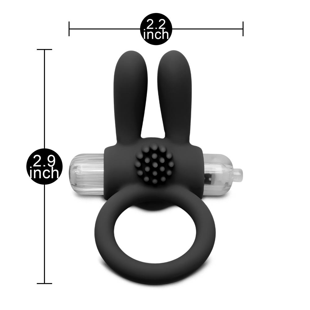 Silicone Black Rabbit Vibrating Cock Ring