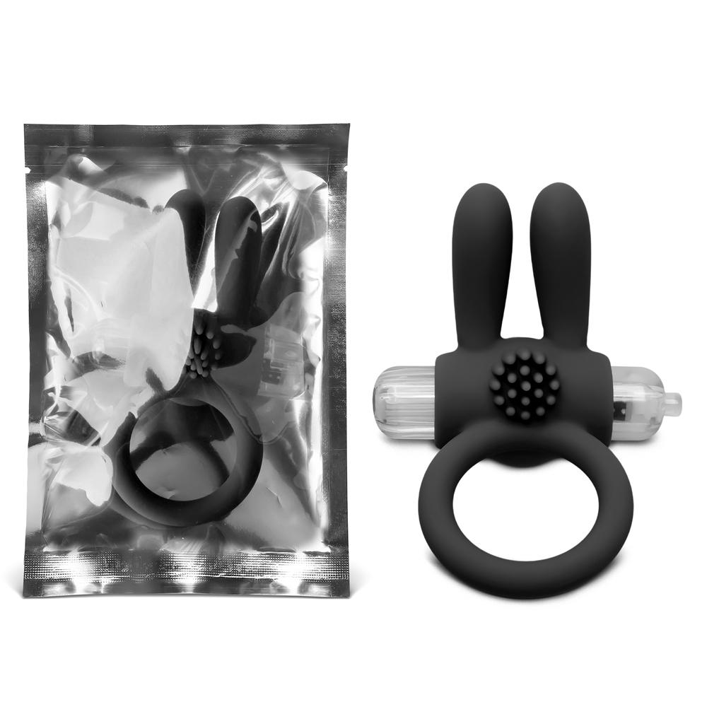 Silicone Black Rabbit Vibrating Cock Ring