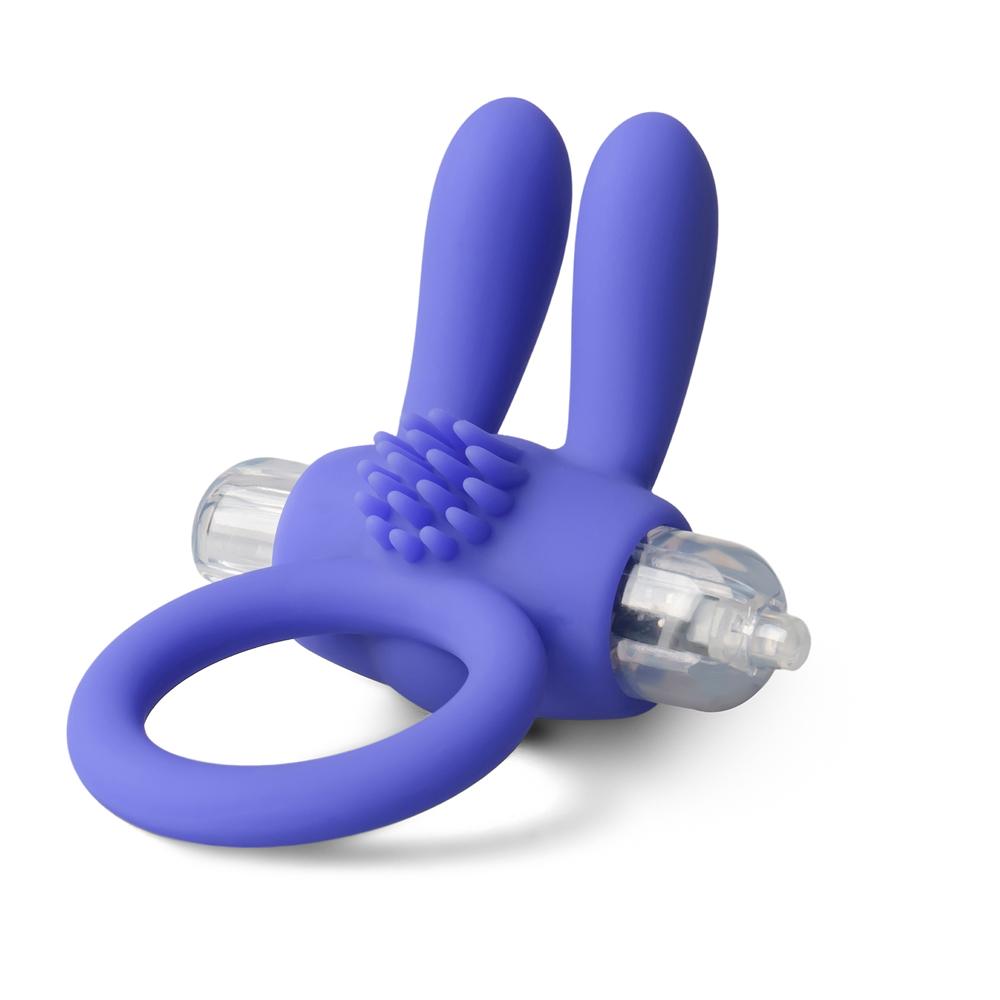 Silicone Blue Rabbit Vibrating Cock Ring