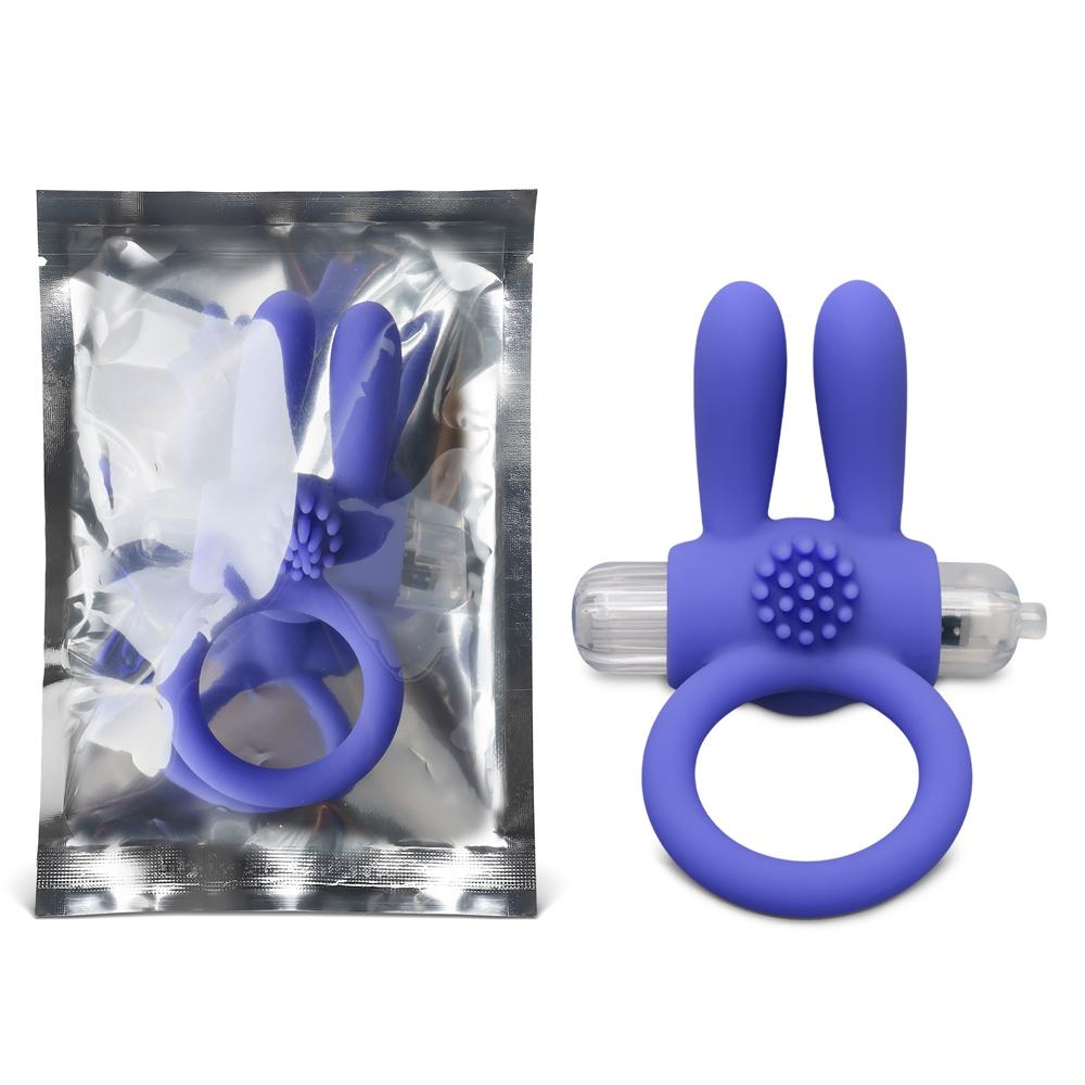 Silicone Blue Rabbit Vibrating Cock Ring