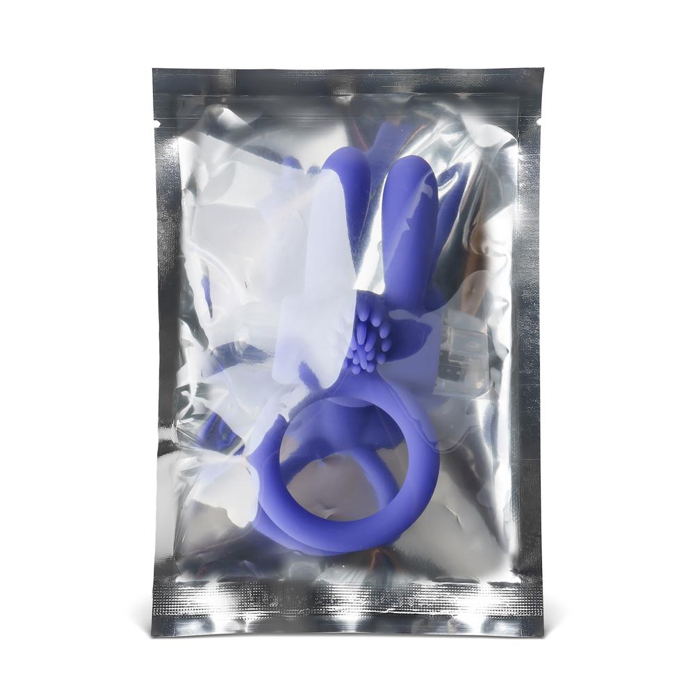 Silicone Blue Rabbit Vibrating Cock Ring