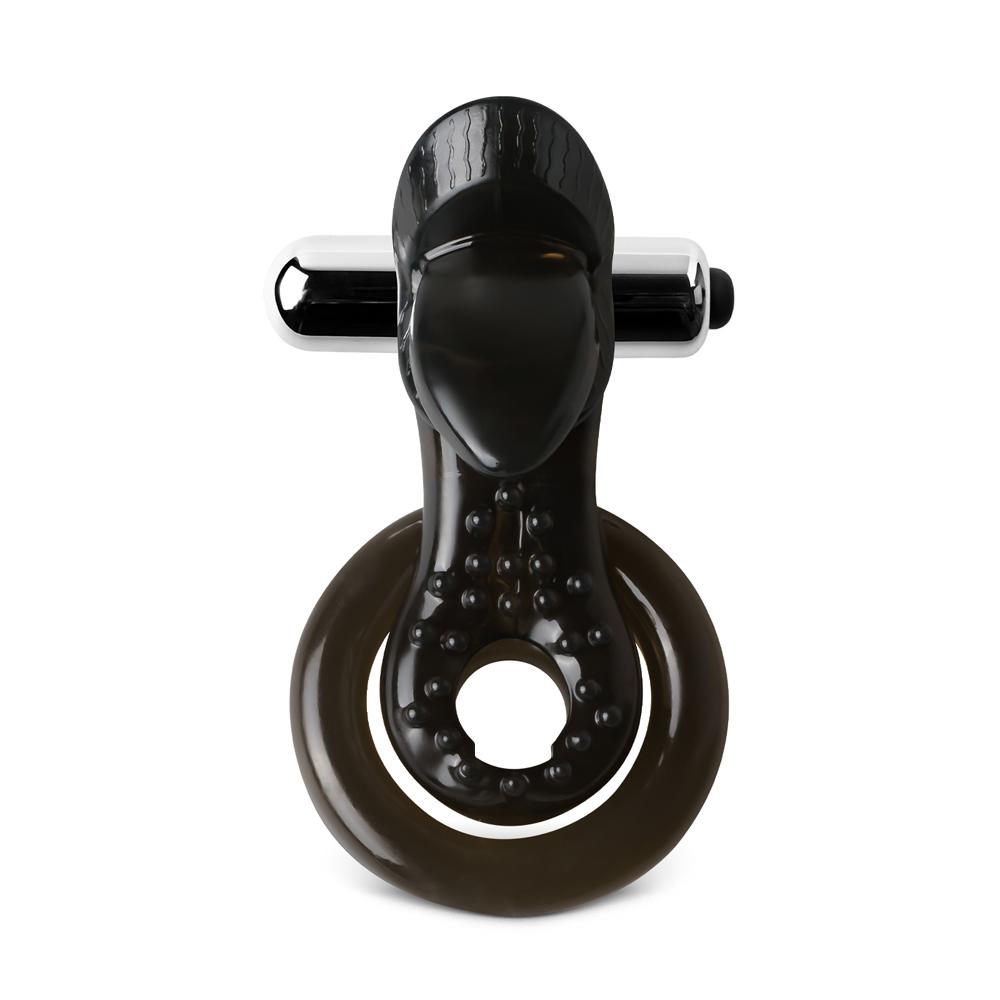 Single-speed Tongue Vibrating Cock Ring in Black Color