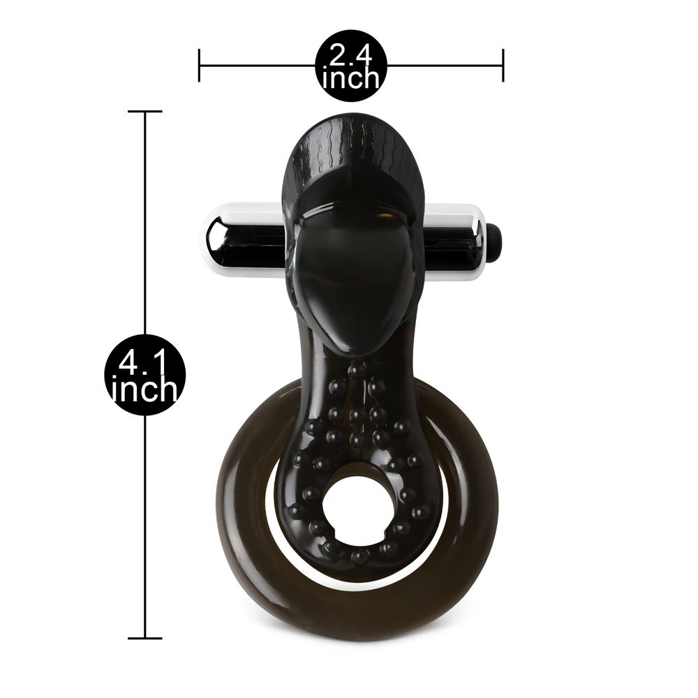 Single-speed Tongue Vibrating Cock Ring in Black Color