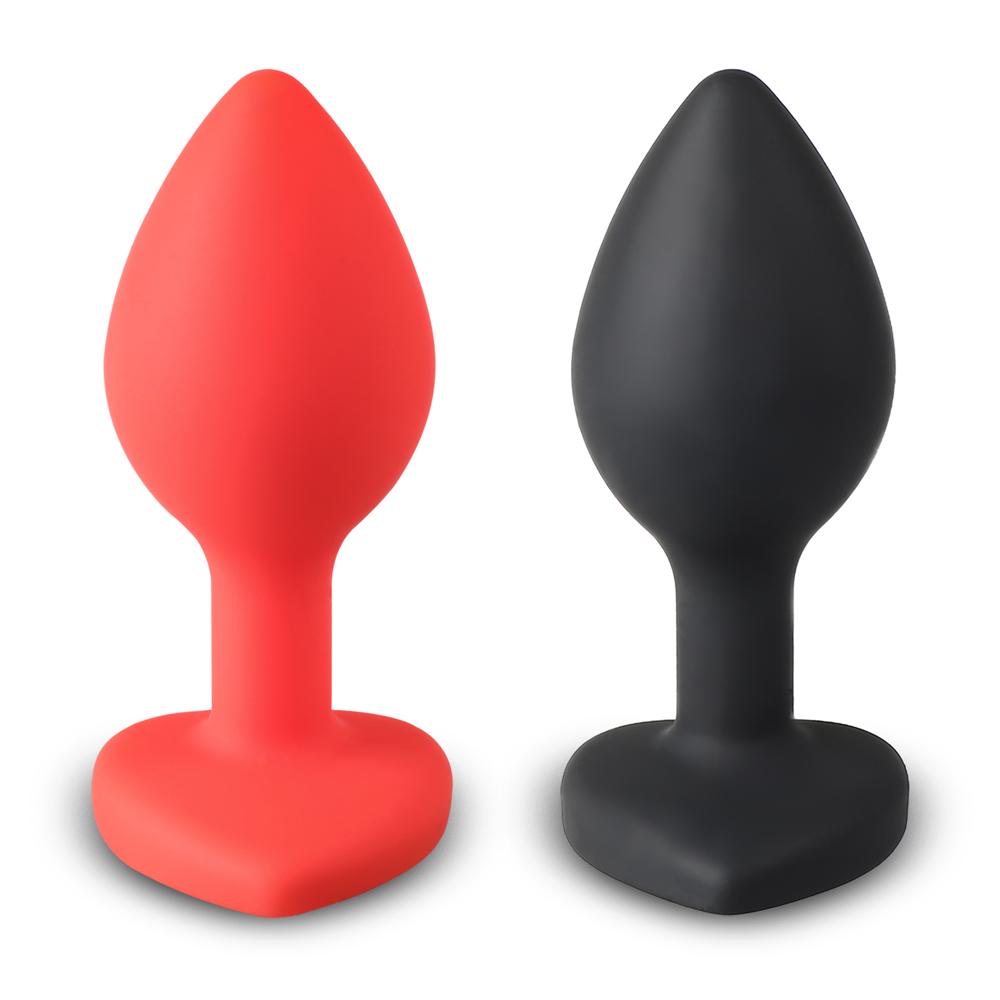 Small Size Black Color Silicone Anal Plug with Heart Shape Diamond