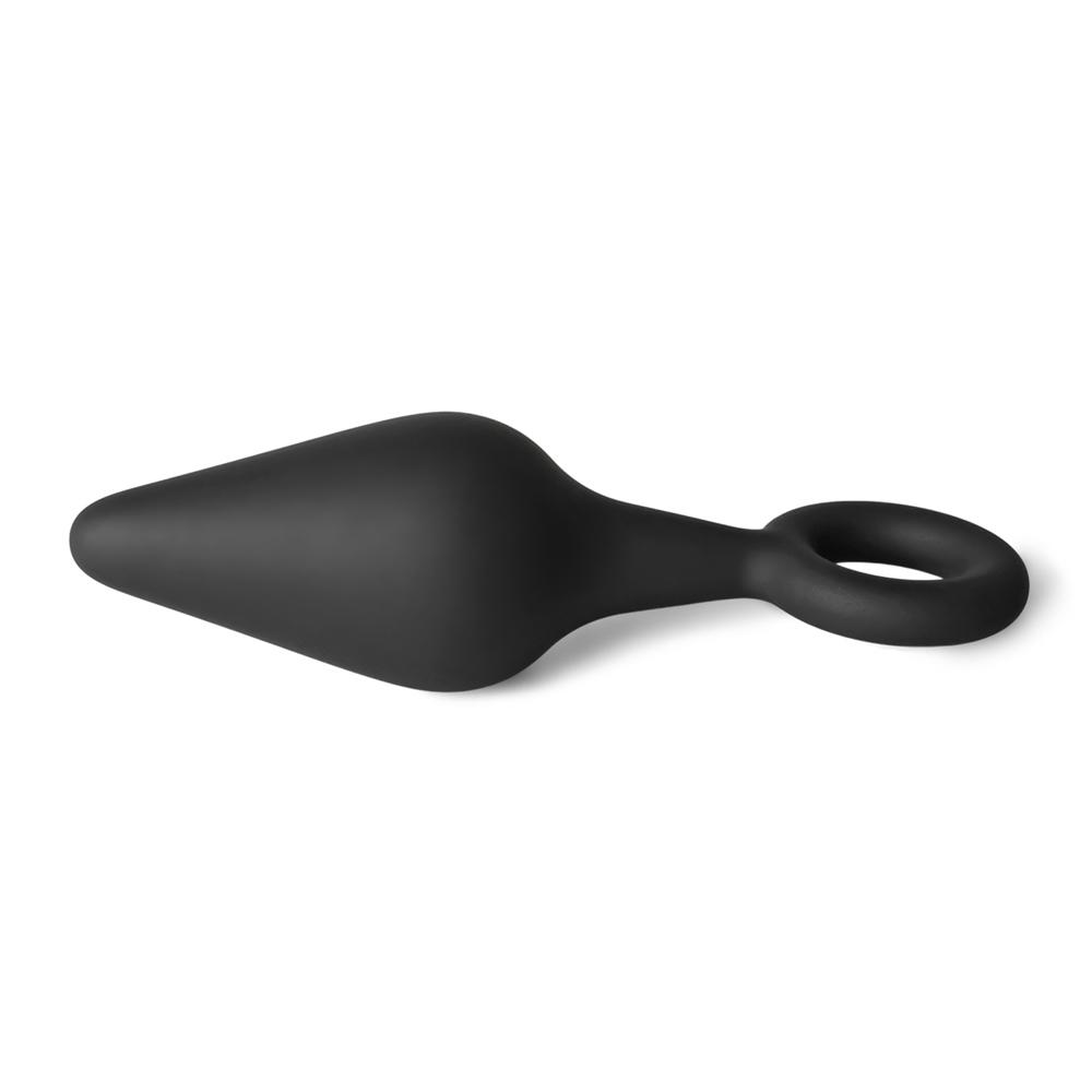 Small Size Black Silicone Anal Plug with Ring