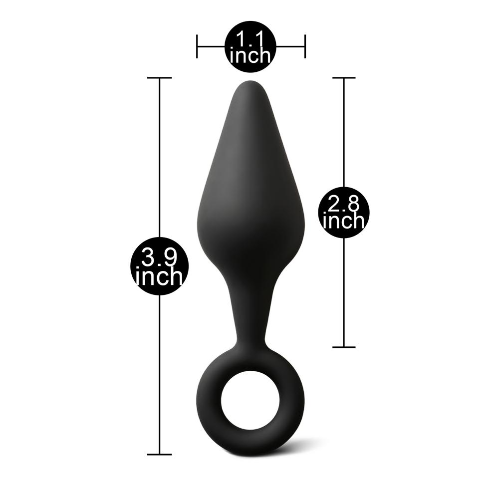 Small Size Black Silicone Anal Plug with Ring