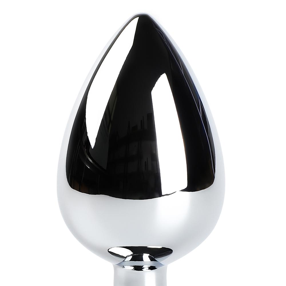 Small Size Metallic Anal Plug with White and Black Color Tail