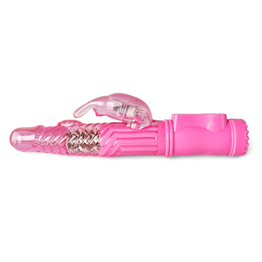 USB Rechargeable Pink Color Rabbit Pearls Vibrator