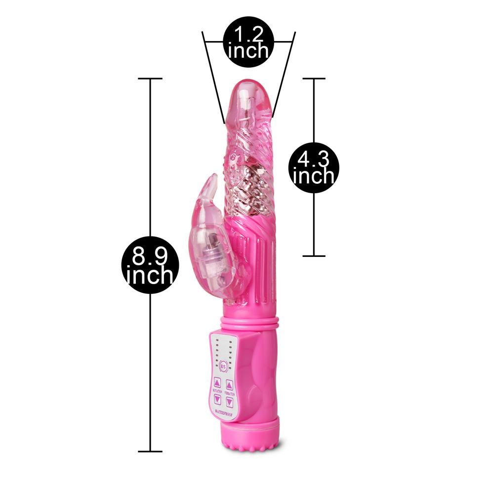 USB Rechargeable Pink Color Rabbit Pearls Vibrator