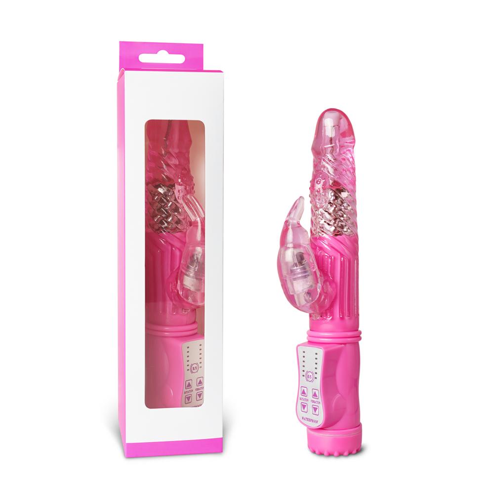 USB Rechargeable Pink Color Rabbit Pearls Vibrator