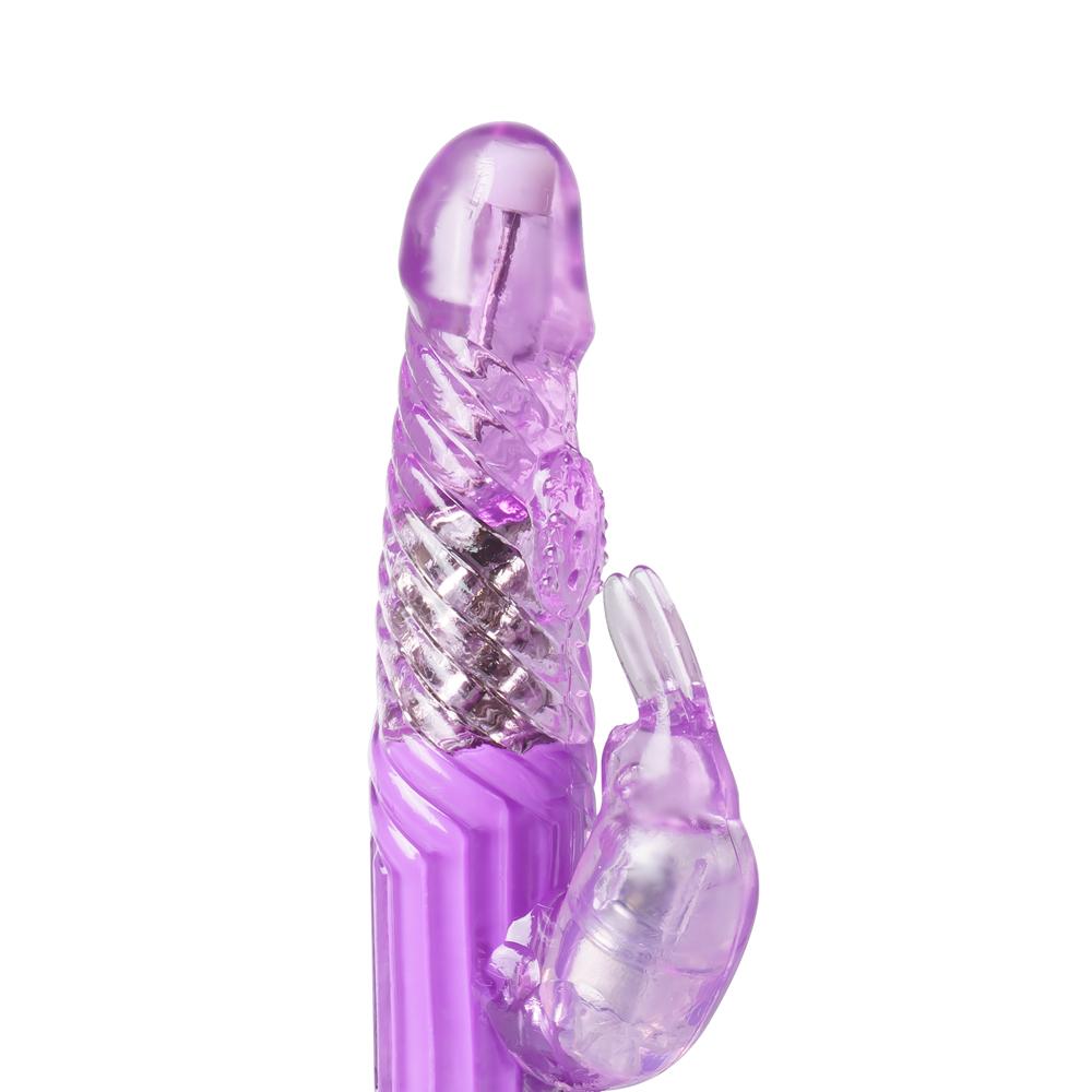 USB Rechargeable Purple Color Rabbit Pearls Vibrator