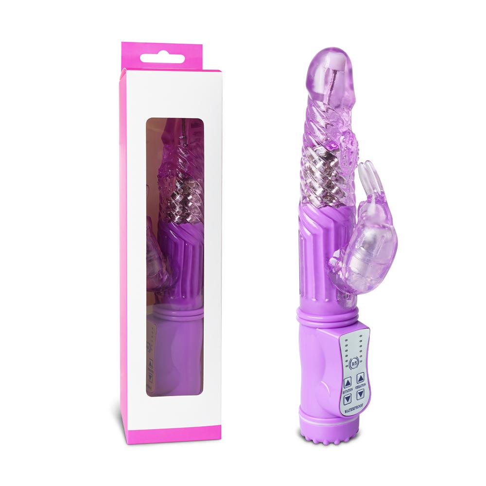 USB Rechargeable Purple Color Rabbit Pearls Vibrator