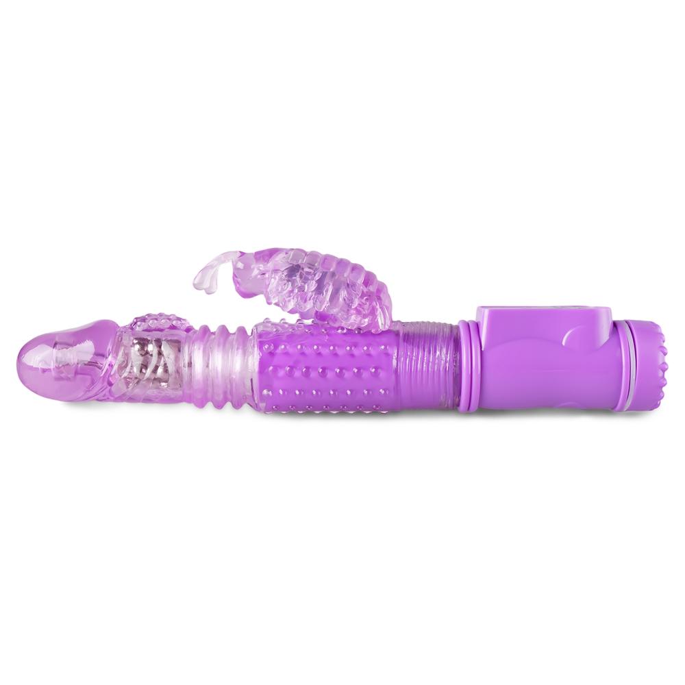 USB Rechargeable Purple Color Thrusting Butterfly Pearls Vibrator